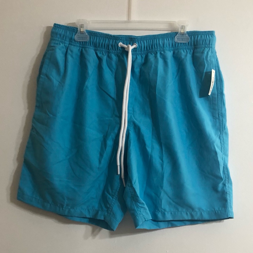 Amazon essentials men’s swim trunk 4 pocktes quick dry blue. L